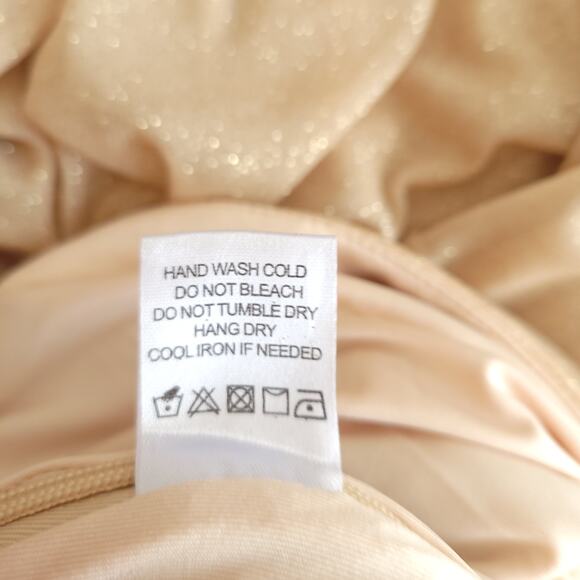 Majorelle Strapless Mini Dress Gold Sparkly Ruffle Tube Top Women XXS - Picture 12 of 12